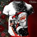 maglietta di natale grafica babbo natale quotidiano designer retrò vintage maglietta da uomo con stampa 3d tee sport all'aria aperta vacanza uscire maglietta di natale bianca manica corta girocollo