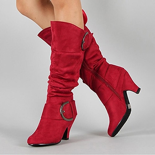 Per donna Stivali Scarpe da Donna Regali di San Valentino Stivali Morbidi Stivali con Tacco Feste San Valentino Lavoro Stivali a Metà Polpaccio Fibbia Tacco a Spillo Basso Punta Tonda Elegante