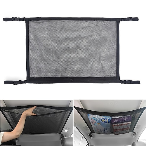 suv auto soffitto tasca a rete rete a doppio strato borsa da tetto per auto rete di carico interna borsa a rete traspirante stivaggio automatico riordino viaggio lungo viaggio campeggio accessori