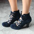 Per donna Stivaletti Scarpe Bullock Taglie forti Scarpe d'epoca Feste Ufficio Giornaliero Color Block Inverno Tallone del gattino Punta tonda Elegante Informale minimalismo Lino Similpelle Nero Rosso