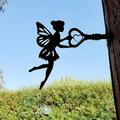 Engel auf Ast Stahl Silhouette Metall Wandkunst Hausgarten Hof Terrasse Outdoor Statue Pflock Dekoration perfekt für Geburtstage, Einweihungsgeschenke