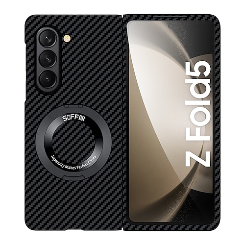Handy Hülle Handyhüllen Für Samsung Galaxy Z Fold 7 Z Fold 6 Z Fold 5 Z Fold 4 Z Fold 3 Flip-Cover Mit Ständer Vollschutz Unterstützt kabelloses Laden Kohlefaser
