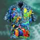 Tropical Parrot Herren Resort Hawaiian 3D Printed Shirt Cuban Collar Kurzarm Sommer Strand Aloha Shirt Urlaub Täglich Tragen S bis 3XL