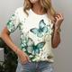 Damen T Shirt Schmetterling Festtage Wochenende Bedruckt Blau Kurzarm Basic Rundhalsausschnitt