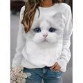 Damen Kapuzenshirt Pullover Katze Grafik 3D Bedruckt Täglich 3D-Druck Grundlegend Alltag Kapuzenpullover Sweatshirts Grau Braun Weiß