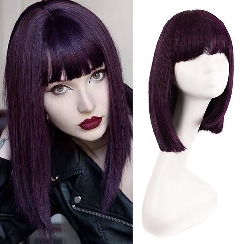 Blonde Bob-Perücke mit Pony, kurze blonde Bob-Perücke, gerade Bob-Perücken, synthetische Cosplay-Perücke für tägliche Partys für Frauen Image