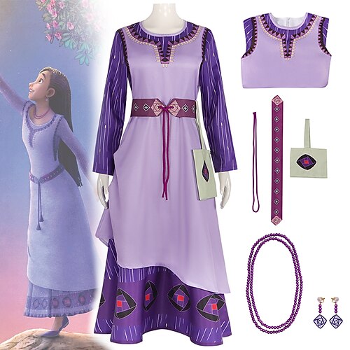 Prinzessin Asha Kleid Cosplay Kostüm Outfits Niedlich for Damen Mädchen Kinder Erwachsene Karneval Kindertag Neujahr Image