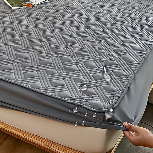 Queen Voll König Schutzbettbezug Wasserdichter Matratzenschoner Gequiltete Fitted Matratzenauflage Bettprotektor Matratzenbezug mit Gummiband Dickere Urin-dichte Image