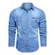 Herren Hemd Jeanshemd Knopfhemd Sommerhemd Lässiges Hemd Blau Leicht Blau Langarm Glatt Umlegekragen Strasse Casual Button-Down Bekleidung Baumwolle Denim Modisch Klassisch Komfortabel