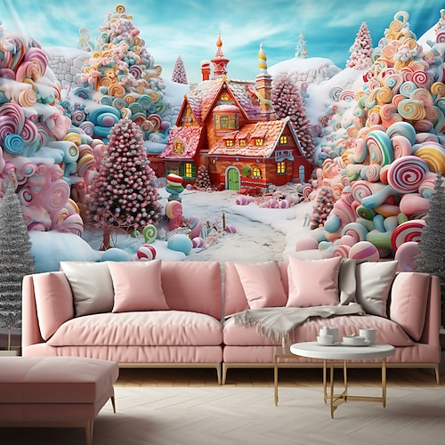 Candyland Haus Wandteppich Wand Kunst große Wandteppich Wandbild Dekor Fotografie Hintergrund Decke Vorhang Haus Schlafzimmer Wohnzimmer Image
