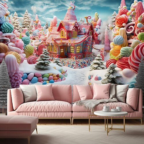 Candyland Haus Wandteppich Wand Kunst große Wandteppich Wandbild Dekor Fotografie Hintergrund Decke Vorhang Haus Schlafzimmer Wohnzimmer Image