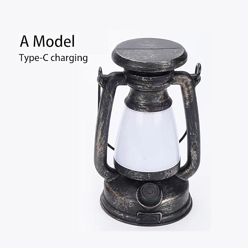 Retro-Pferdelaterne, 3-farbiges LED-Licht, stufenloses Dimmen, hängendes, wiederaufladbares Solar-Campinglicht für den Außenbereich Image