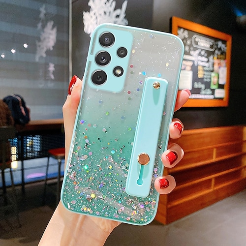 Handy Hülle Handyhüllen Für Samsung Galaxy S25 S23 S22 S21 FE S21 Ultra Plus A54 A32 Rückseite Vollschutz Mit Handgelenkschlaufe Bling Glitzer glänzend Silikon Image