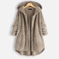 Damen Mantel Teddy-Mantel Sherpa-Jacke Fleecejacke Täglich Herbst Winter Standard Mantel Regular Fit Casual Jacken Langarm Feste Farbe Weinrot Weiß Schwarz