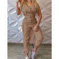 Damen Jumpsuit Tasche Hohe Taillenlinie Feste Farbe V Ausschnitt Strassenmode Brautkleider schlicht Strasse Täglich Regular Fit Ärmellos Schwarz Gelb Rosa S M L XL Herbst