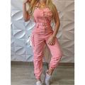 Damen Jumpsuit Tasche Hohe Taillenlinie Feste Farbe V Ausschnitt Strassenmode Brautkleider schlicht Strasse Täglich Regular Fit Ärmellos Schwarz Gelb Rosa S M L XL Herbst