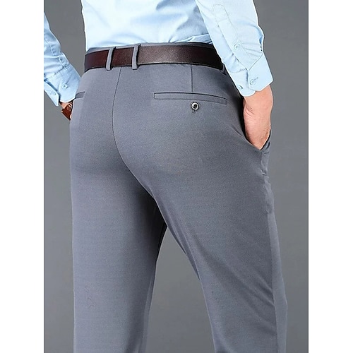 Herren Hose Anzughose Stoffhosen Tasche Einfach Komfort Weich Hochzeit Outdoor Täglich Mode Lässig Schwarz Blau Image