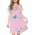 Kinder Wenig Mädchen Kleid Blumen Schmetterling Tier A Linie Kleid Täglich Festtage Urlaub Bedruckt Weiß Übers Knie Kurzarm Alltag nette Art Süß Kleider Frühling Sommer Regular Fit 3-12 Jahre