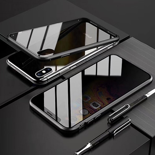 Handy Hülle Handyhüllen Für iPhone 17 Pro Max 17 Air 16 15 14 Pro Max Plus 13 12 11 Pro Max Mini Magnetische Adsorption Vollschutz Beidseitig Anti-Spionage Gehärtetes Glas Metall Image