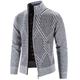 Herren Strickjacke Gerippt Stricken Standard Strick Streifen Stehkragen Warm-Ups Moderne zeitgenössische Freizeitskleidung Ausgehen Bekleidung Herbst Winter Blau Hellgrau S M L