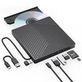 externes cd dvd laufwerk 7 in 1 ultra slim cd brenner usb 3.0 mit 4 usb ports und 2 tf/sd kartensteckplätzen optisches laufwerk für laptop mac pc windows 11/10/8/7 linux os