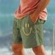 Herren-Shorts aus Baumwolle, Sommer-Shorts, Strand-Shorts, Kordelzug, elastische Taille, 3D-Druckgrafik, atmungsaktiv, weich, kurz, lässig, Alltag, Urlaub, Streetwear, hawaiianisch, weiß, blau,
