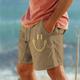 Herren-Shorts aus Baumwolle, Sommer-Shorts, Strand-Shorts, Kordelzug, elastische Taille, 3D-Druckgrafik, atmungsaktiv, weich, kurz, lässig, Alltag, Urlaub, Streetwear, hawaiianisch, weiß, blau,
