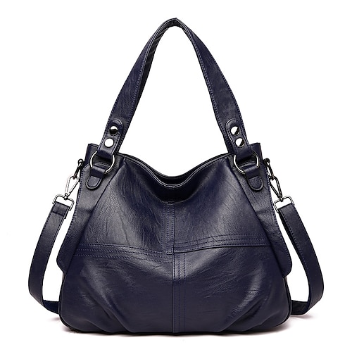 Damen Handtasche Umhängetasche Schultertasche Boston-Tasche PU-Leder Outdoor Einkaufen Täglich Reißverschluss Großes Fassungsvermögen Wasserdicht Langlebig Einfarbig Gesteppt Weinrot Schwarz Weiß