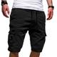 Herren Cargo Shorts Kurze Hosen Kordelzug Sportlich Multi Pocket Glatt Knielänge Baumwollmischung Strassenmode Punk Gothic Schwarz Weiß Mikro-elastisch