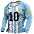 Herren T Shirt Tee Graphic WM 2022 Rundhalsausschnitt Bekleidung 3D-Druck Argentina Football Outdoor Casual Langarm Bedruckt Vintage Modisch Designer