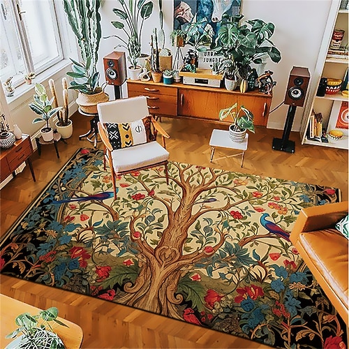 Baum des Lebens Vintage-Teppich, Küchenmatte, rutschfeste, ölbeständige Bodenmatte, Wohnzimmerteppich, Innen- und Außenmatte, Schlafzimmerdekoration, Badezimmermatte, Eingangsteppich, Fußmatte Image