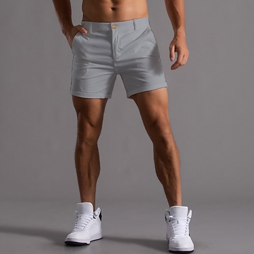 Herren Shorts Chino-Shorts Bermudashorts Arbeitsshorts Tasche Gerader Schnitt Einfach Komfort Weich Kurz Sport im Freien Lässig Täglich Mode Streetwear Schwarz Weiß Image