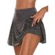 Damen Tennisrock Golfrock Yogashorts 2 in 1 Nahtlos Sonnenschutz Leichtgewichtig Yoga Fitness Fitnesstraining Laufrock Unten Feste Farbe 4 # Dunkelgrau Schwarz Sommer Übergröße Sport Sportkleidung