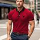 Herren Poloshirt Polos mit Knöpfen Casual Sport Kargen Kurzarm Modisch Basic Farbblock Kuh Patchwork Bestickt Sommer Regular Fit Rote Blau Grün Poloshirt