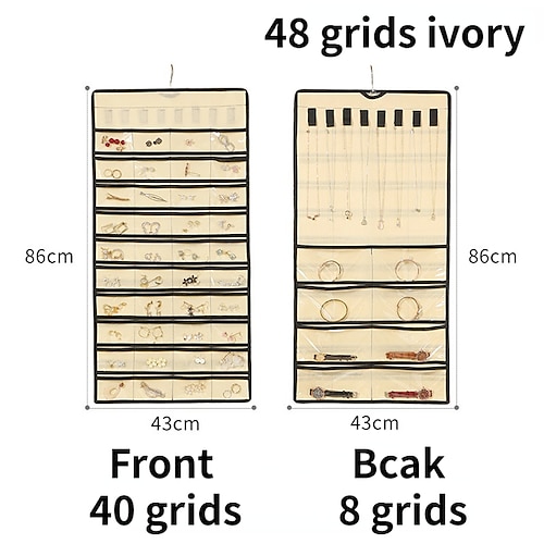 48 Grids hängende Schmuckaufbewahrung Ohrringe Halskette Armband hängende transparente Tasche mit Fächerhalter-Organizer Image