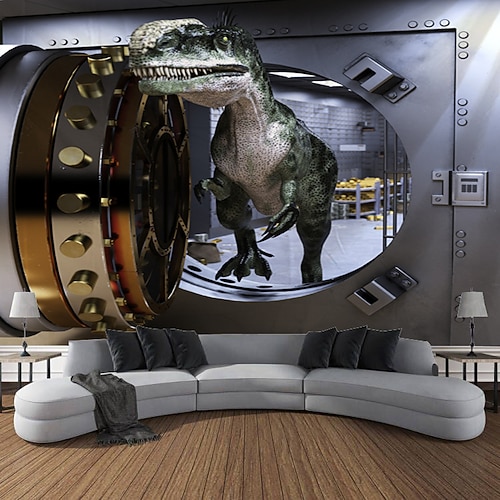 Dinosaurier Urwald Wandteppich Tier Kunst Dekor Foto Hintergrund Decke Vorhang hängend Zuhause Schlafzimmer Wohnzimmer Dekoration Image