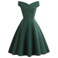 50er Jahre Cocktailkleid Vintage Kleid A-Linienkleid Teekleid Schlagkleid Knielang Damen schulterfrei A-Linie Valentinstag Homecoming Hochzeitspartykleid