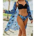 Damen Normal Schlafanzug Sexy Körper Sets Blätter Sexy Urlaub Sommer Heim Bett Schwimmen Polyester Draussen Dehnbar Ärmellos 3 Teile Print Sommer Königsblau Blau