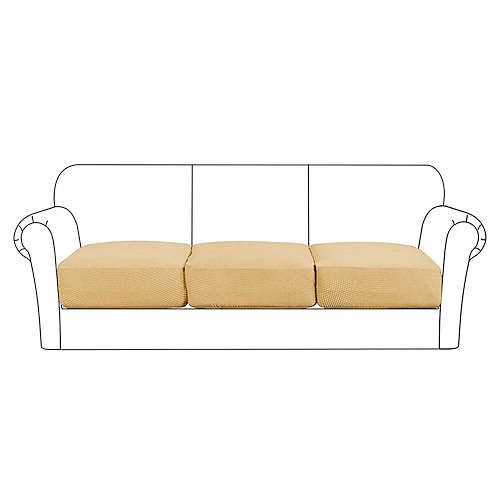 Stretchsofa Sitzkissenbezug Schonbezug elastisch Couch Sessel Loveseat 4 oder 3 Sitzer grau einfarbig massiv weich strapazierfähig waschbar Image