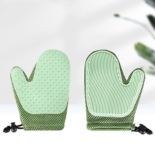 Hunde Katzen Bürsten Reinigung Haustierpflege-Handschuh Kieselgel Bürsten Hund sauber Versorgung Baden Massage Waschbar Langlebig Leichte Bedienung Haustiere Pflegezubehör Blau Grün Beige Image