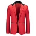 Herren Blazer Sakko Geschäft Hochzeitsfeier Modisch Brautkleider schlicht Frühling Herbst Polyester Farbblock Taste Lässig / Alltäglich Einreihiger Verschluss Blazer Schwarz Weiß Rote