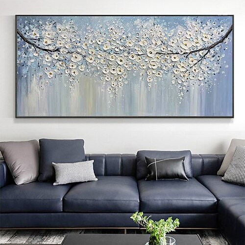 Mintura handgemachte abstrakte Baum-Blumen-Ölgemälde auf Leinwand, Wandkunst, Dekoration, modernes Bild für Heimdekoration, gerolltes, rahmenloses, ungedehntes Gemälde Image