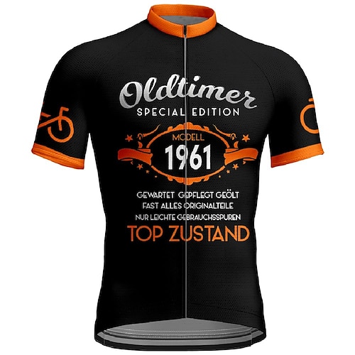 21 Gramm Herren Radtrikot Kurzarm Radtrikot mit 3 Rückentaschen Mountainbike MTB Rennrad Radsport atmungsaktiv Feuchtigkeitstransport Reflexstreifen Rückentasche violett gelb rot polychrom gradie Image