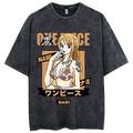 One Piece Affe D. Ruffy Nico Robin Roronoa Zoro Cosplay Kostüm T-Shirt-Ärmel Übergroßes Acid Washed T-Shirt Bedruckt Grafik T-shirt Für Herren Damen Jungen Kinder Erwachsene Heißprägen Casual