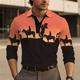 Cowboy Herren Vintage 3D Bedruckt Poloshirt Poloshirt mit Zopfmuster Outdoor Casual Strassenmode Polyester Langarm Umlegekragen Polo-Shirts Rosa Dunkelpink Sommer S M L Mikro-elastisch Revers-Polo