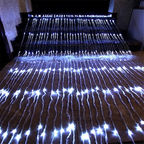 LED Lichterkette Wasserfall Meteoritenregen Lichterkette LED Festoons Feiertagsdekorative Lichter für Zuhause Girlande Vorhang Dekoration Image