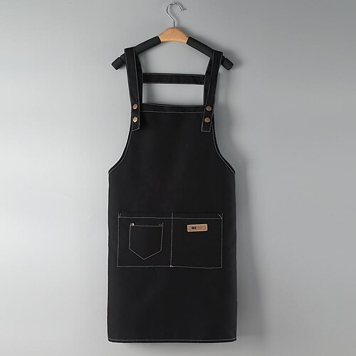 Kochschürze für Damen und Herren, Küchen-Kochschürze, personalisierte Gartenschürze mit Tasche, Arbeitsschürze aus Baumwoll-Canvas, überkreuzter Rücken, strapazierfähig, verstellbar