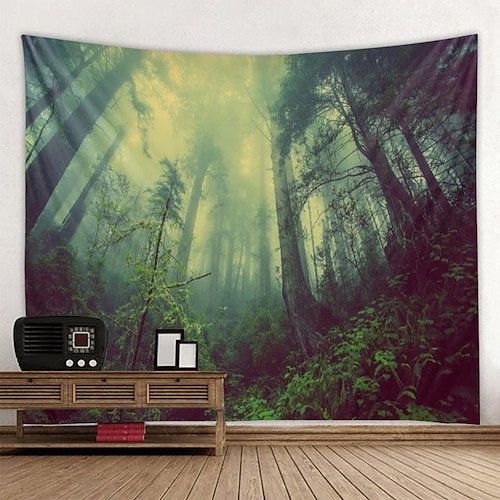 Schöner natürlicher Wald bedruckter großer Wandteppich, billiger Hippie-Wandbehang, böhmische Wandteppiche, Mandala-Wandkunst, Dekor Wandtuch XXL Natur Image