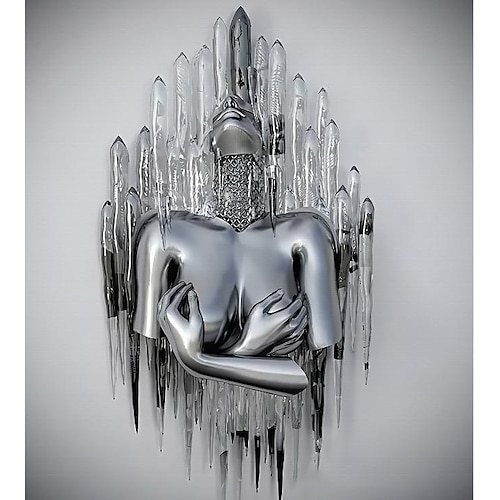 3D-Wandkunst Liebe Herz Drucke/Poster Metallskulptur Paar Umarmung modernes Bild Heimdekoration Wandbehang Geschenk gerollte Leinwand ungerahmt ungedehnt Image