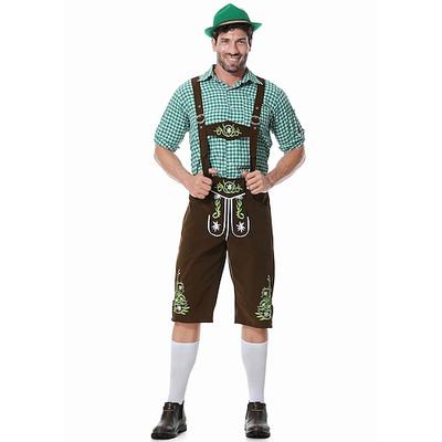 Oktoberfestbier Kostüm Lederhosen Hemd Bayerisch Bayerisch Deutsch Wiesn Herren Stoff im traditionellen Stil Bluse Unterhose Hut